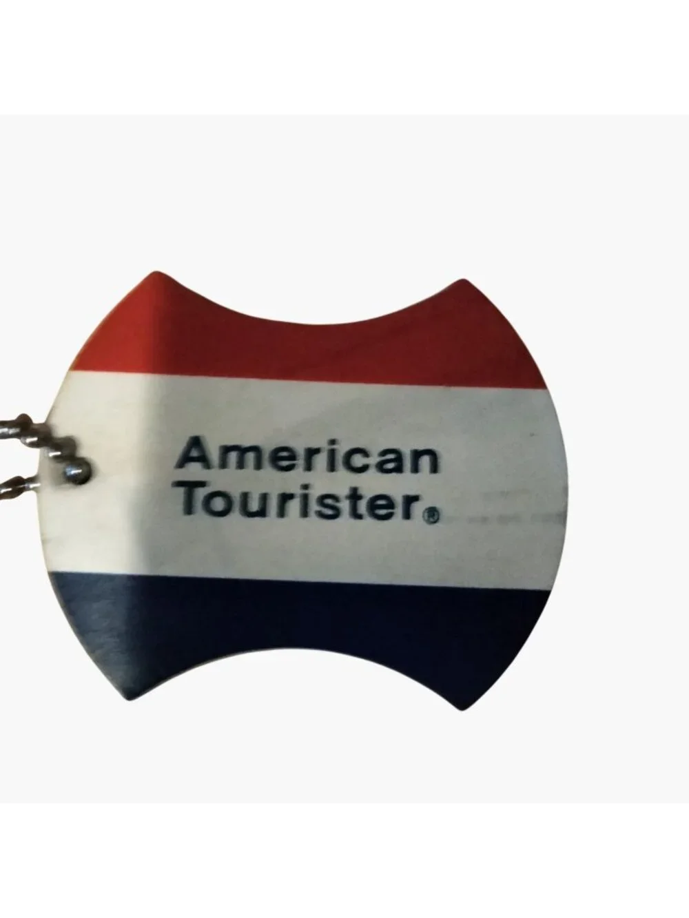 American Tourister Luggage Tag Keychain Red White Blue